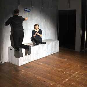 On stage to make our film